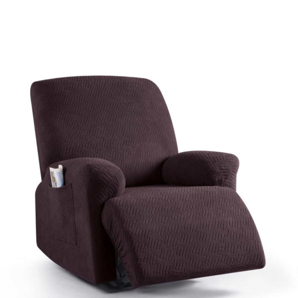 Plush Recliner Chair Cover in Dark Coffee Brown Size XL